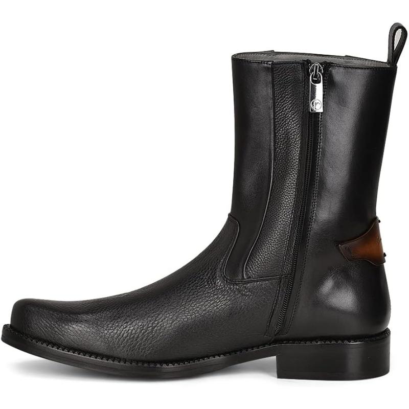 Franco Cuadra Men’s Dress Boots in Genuine Deer Leather Black(Black ...